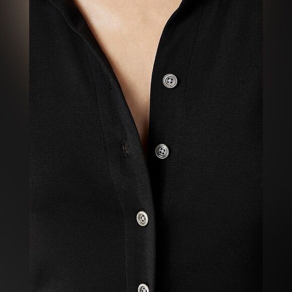 NWT J CREW Long-sleeve button-up top in refined rib in black - Picture 5 of 7